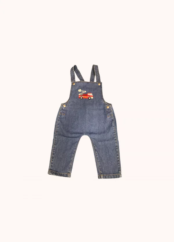 Jeanslatzhose “Feuerwehrauto mit Drehleiter und Korb”
