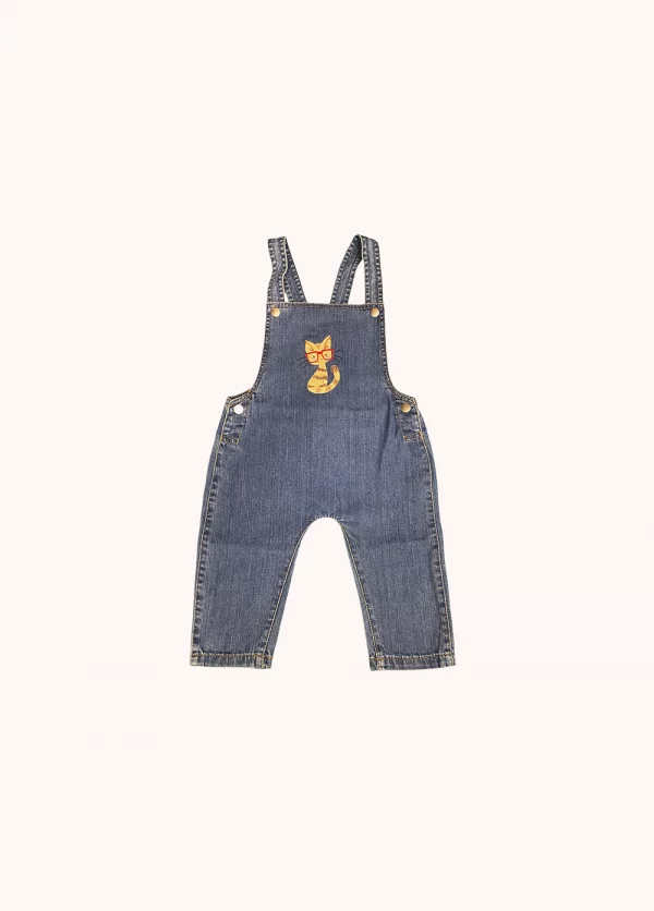 Jeanslatzhose “Katze mit Brille”